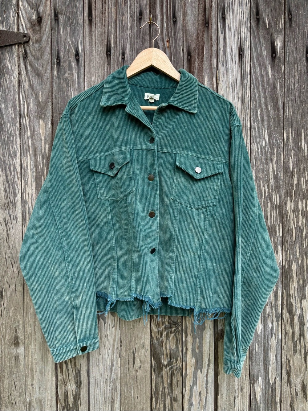 POL green corduroy button jacket size Large